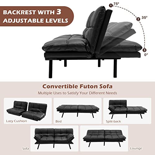 Convertible Click Clack Sofa Bed with Reclining Backrest