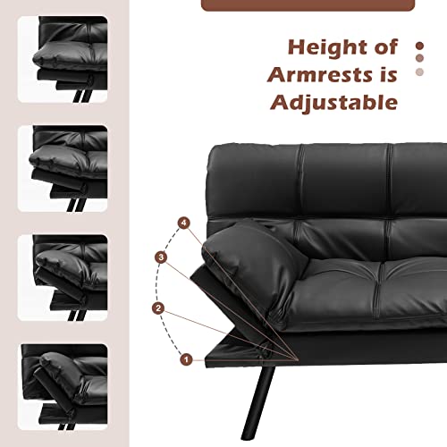 Convertible Click Clack Sofa Bed with Reclining Backrest