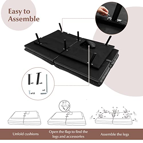 Convertible Click Clack Sofa Bed with Reclining Backrest