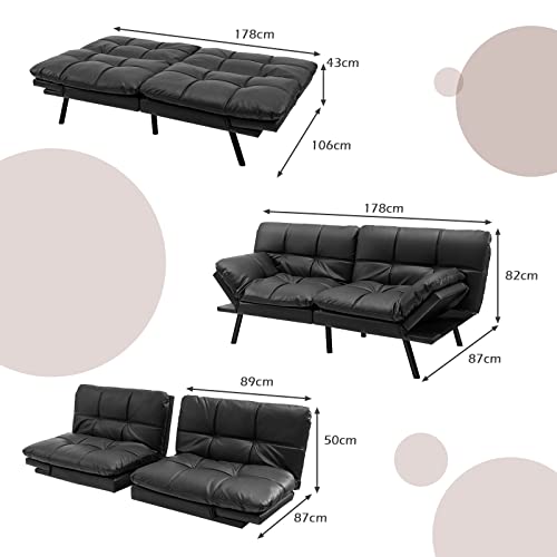 Convertible Click Clack Sofa Bed with Reclining Backrest