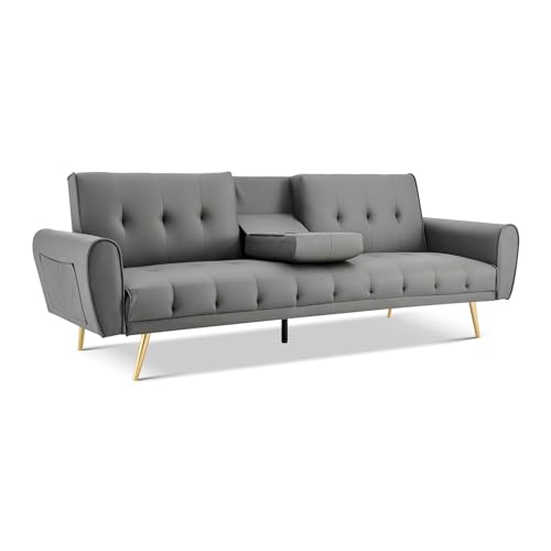 Bravich Lora Light Grey Sofa Bed with Cup Holder