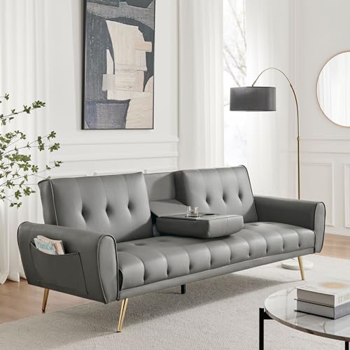 Bravich Lora Light Grey Sofa Bed with Cup Holder