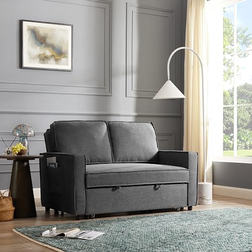Faux Leather Pull-Out Sofa Bed - Two Seater