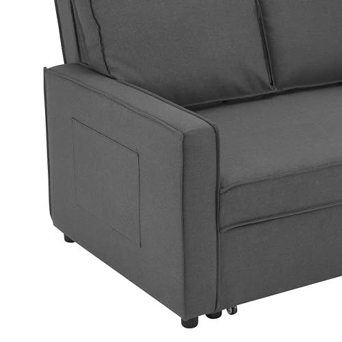 Faux Leather Pull-Out Sofa Bed - Two Seater
