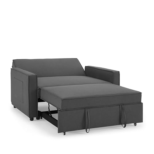 Faux Leather Pull-Out Sofa Bed - Two Seater