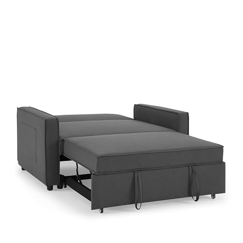 Faux Leather Pull-Out Sofa Bed - Two Seater