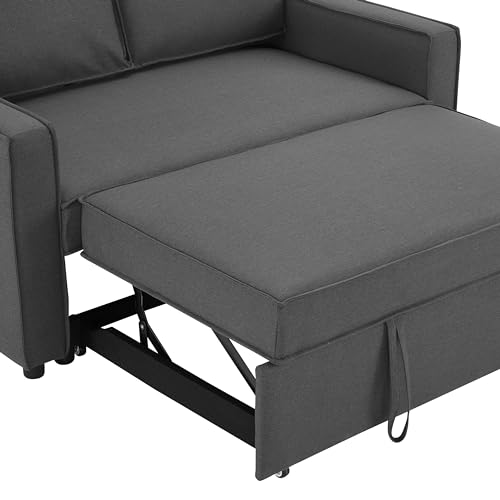 Faux Leather Pull-Out Sofa Bed - Two Seater