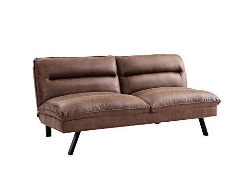Air Leather Three-Seater Sofa Bed in Brown/Grey