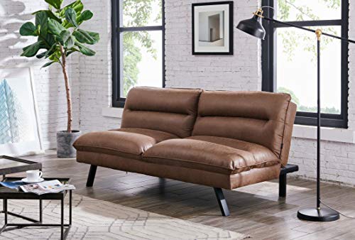 Air Leather Three-Seater Sofa Bed in Brown/Grey