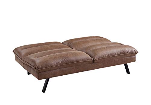 Air Leather Three-Seater Sofa Bed in Brown/Grey