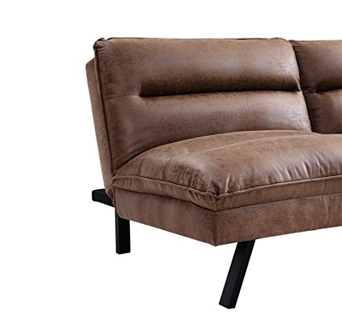 Air Leather Three-Seater Sofa Bed in Brown/Grey