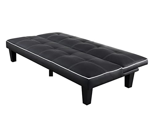 Modernique Black Faux Leather 3-Seater Sofa Bed