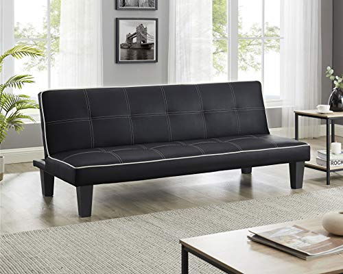 Modernique Black Faux Leather 3-Seater Sofa Bed