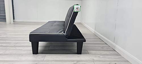 Modernique Black Faux Leather 3-Seater Sofa Bed