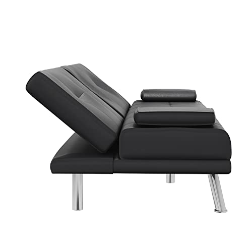 Elegant 2-Seater Sofa Bed with Cup Holders
