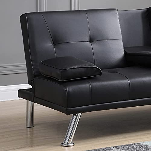 Elegant 2-Seater Sofa Bed with Cup Holders