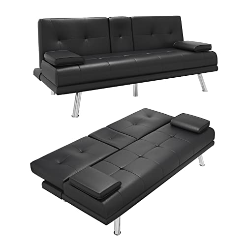 Elegant 3-Seater Sofa Bed with Cup Holders