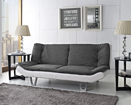 3-Seater Fabric Sofabed in Duo-Contrast Colors