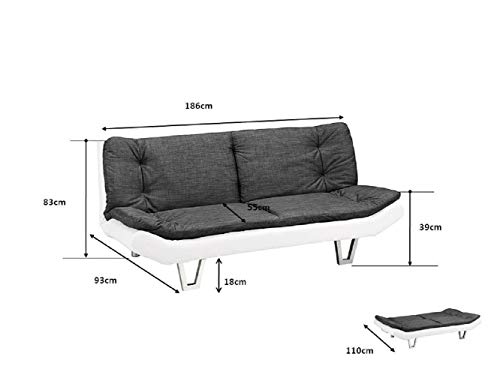 3-Seater Fabric Sofabed in Duo-Contrast Colors