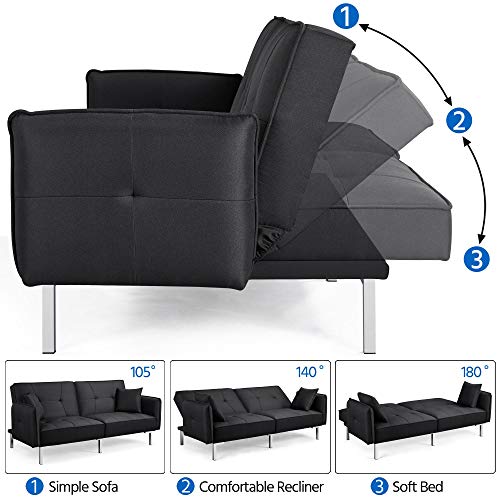 Yaheetech Modern 3-Seater Click Clack Sofa Bed