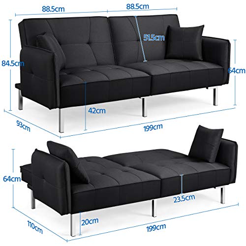 Yaheetech Modern 3-Seater Click Clack Sofa Bed