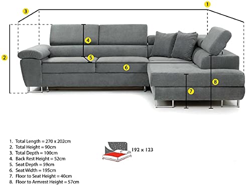 Ashbourne Corner Sofa Bed with Storage - Grey