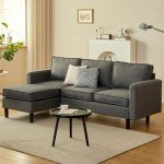 Maxfurhawa L-Shaped Convertible Sectional Sofa - Dark Grey