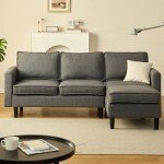 Maxfurhawa L-Shaped Convertible Sectional Sofa - Dark Grey