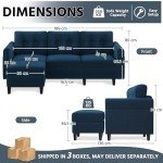 Reversible Blue Velvet L-Shaped Sectional Sofa
