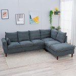Panana Gray Linen 6-Seater Corner Sofa Sectional