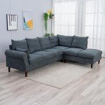 Panana Gray Linen 6-Seater Corner Sofa Sectional