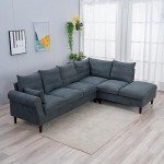 Panana Gray Linen 6-Seater Corner Sofa Sectional