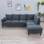 Panana Gray Linen 6-Seater Corner Sofa Sectional