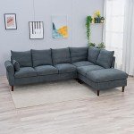 Panana Gray Linen 6-Seater Corner Sofa Sectional