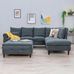 Panana Gray Linen 6-Seater Corner Sofa Sectional