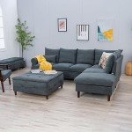 Panana Gray Linen 6-Seater Corner Sofa Sectional