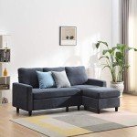 Dark Grey 3-Seater Sofa with Reversible Chaise