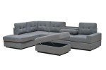 Western Grey L-Shaped Corner Sofa with Ottoman