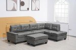 Western Grey L-Shaped Corner Sofa with Ottoman