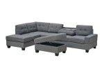 Western Grey L-Shaped Corner Sofa with Ottoman