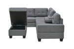Western Grey L-Shaped Corner Sofa with Ottoman