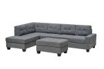 Western Grey L-Shaped Corner Sofa with Ottoman