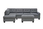 Western Grey L-Shaped Corner Sofa with Ottoman