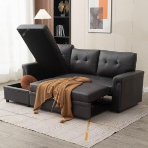 L-Shaped Corner Sofa Bed with Storage Chaise