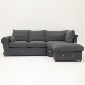 Dark Gray Linen Sofa & Chaise with USB Port