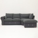 Dark Gray Linen Sofa & Chaise with USB Port