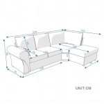 Dark Gray Linen Sofa & Chaise with USB Port