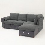 Dark Gray Linen Sofa & Chaise with USB Port