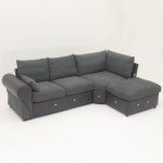 Dark Gray Linen Sofa & Chaise with USB Port