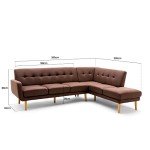 Light Brown L-Shaped Chaise Lounge Sofa Set